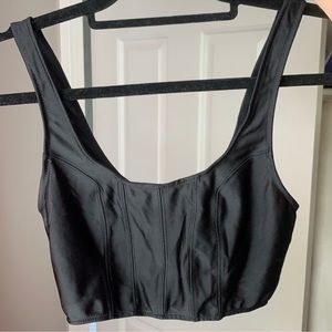 Black cropped Out From Under Top